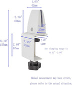 Jhanw Desk Divider Clamp For 1/8" To 0.51" Panel, Adjustable Desk Partition Clamp For 0.32" To 2.04" Desktop, Standing Desk Accessories For Desk Privacy Folders, White Sneeze Guard Holder 4-pack