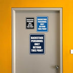 Portrait Round Backstage Personnel Only Beyond This Point Door or Wall Sign Easy Installation | Music | Concert | Festivals Sign (Black/Gold) - Small (2 Pack)