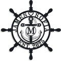 Personalized Ship Wheel Metal Sign, Customized Nautical Wall Decor, Anchor Compass Metal Sign, Family Name Sign, Monogram Wall Decor, Last Name Signs for Home, Housewarming Gift