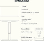 FLEXISPOT EN2 Whole-Piece Standing Desk with Clamp Power Strip, 40x24'' Electric Stand Up Height Adjustable Desk with Cable Management (Gray Frame + Black Top, 2 Packages)
