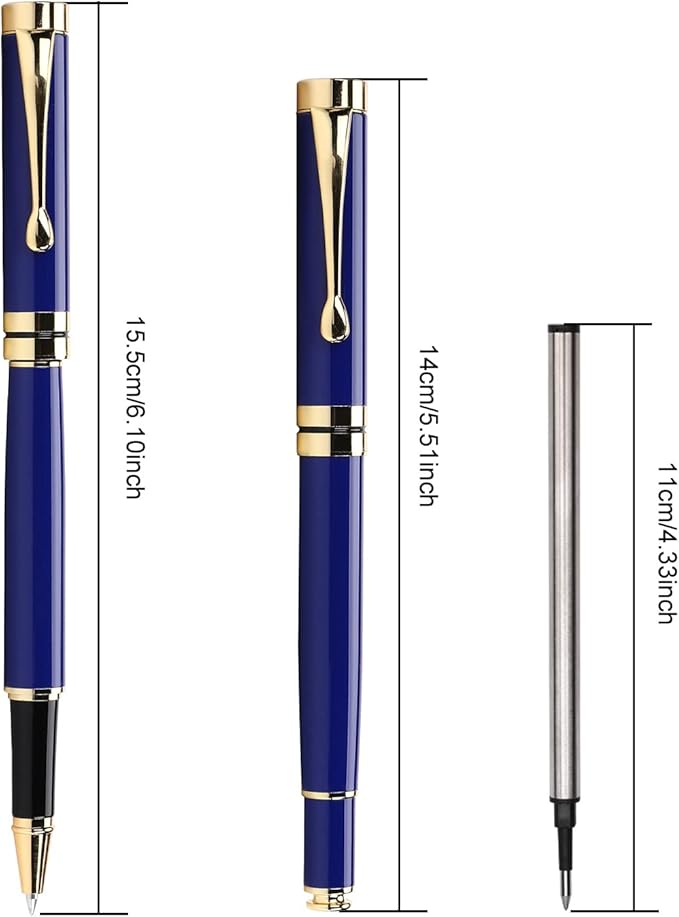 YIVONKA Luxury Ballpoint Pens Best Ball Pen Gift Set for Men & Women Professional Executive Office Nice BallPens Classy Gift Box Ballpoint Black Refill Line width 0.5mm (Blue Gold)