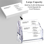 Meschett 3 Pack Clear Acrylic Business Card Holder,2 Tier Premium Acrylic Clear Business Card Holder Stand for Desk Fits 100 Business Cards