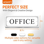 ASAVI “OFFICE” Acrylic Door Sign – Waterproof & Fade-Resistant Office Label with Strong Adhesive + Pre-Drilled Holes (8.7"x3") | Ideal for Doors and Walls in Offices, Lobbies, and Workspaces (White)