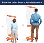 TSJ OFFICE Rolling Whiteboard Standing - 40 x 26 Inches Magnetic Mobile White Board with Stand, Height Adjustable Dry Erase Board on Wheels with Paper Clamp on Top, Orange