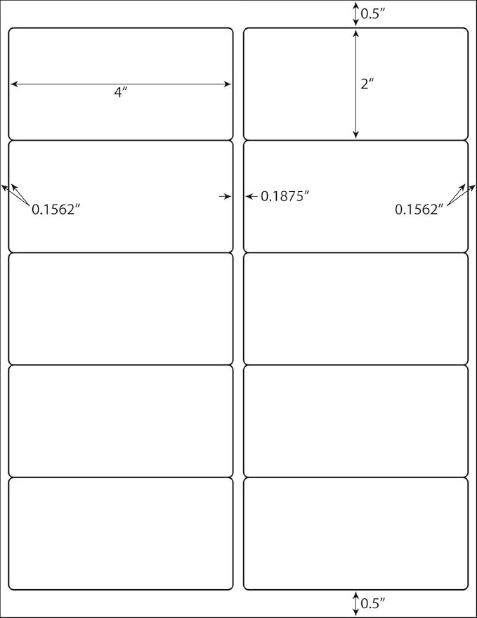 10 Up - Shipping Address Labels - 2" x 4" - 1000 Labels