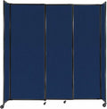 Versare Straightwall Sliding Portable Wall Partition | Freestanding Office Dividers | Locking Wheels | Temporary Room Separator | 7'2'' Wide x 7'6'' Tall Navy Blue Fabric Panels