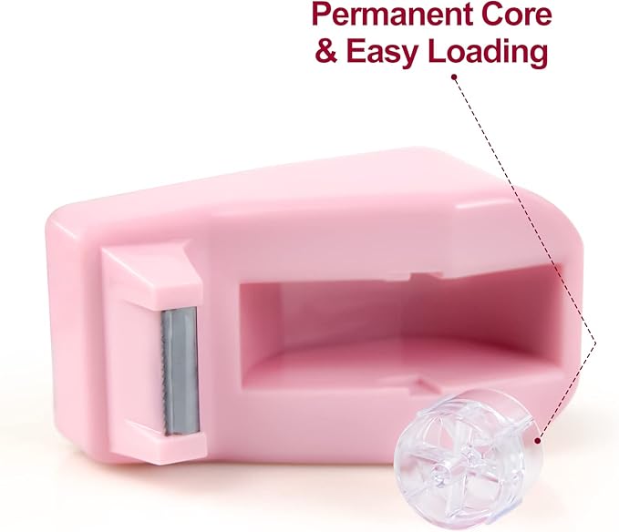2Pcs Desktop Tape Dispenser Adhesive Roll Holder with Weighted Nonskid Base, Pink (Tape not Included)