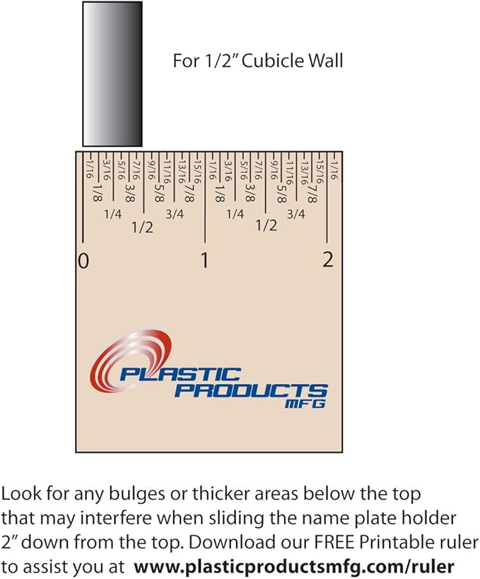 Glass Wall Name Plate Holders - Single Sided 8-1/2" Wide x 2" high (10 - PK, 1/2" Cubicle Wall) by Plastic Products Mfg.
