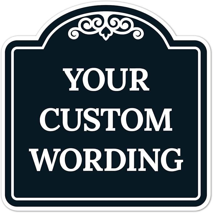 Custom Decorative Sign, Personalized Metal Sign for Business, Driveway, Home, Airbnb, Office Door Plaque, Black Background, 12x12 Inches, ACM, Fade Resistant, Made in USA
