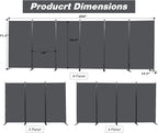 CHOSENM Room Divider, 6 Panel Folding Privacy Screens with Wider Support Feet, 6 Ft Portable Room Partition for Room Separator, 204" W X 71" H, Grey