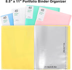 Phyxin Portfolio Binder, 60-Pocket Portfolio Folder 8.5" x 11", Displaying 120 Page Binder with Plastic Sleeves, Plastic Folders for Women & Men, Students, Teachers, Yellow