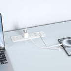 Recessed Power Strip with Retractable USB C Cable,2 PD 20W USB C,Flush Mount Countertop Drawer Outlet, Furniture Hidden Outlet for Side Table,End Table,3 Outlets (White, 6FT-20W USB)
