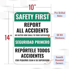 1PC Safety Sign, 14 x 10 Inches - Aluminum - Safety Decorations Posters For Workplace - Bilingual Spanish
