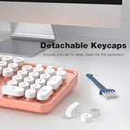 MOFII Wireless Keyboard and Mouse Combo, Computer Full Size 2.4G Plug and Play Wireless Typewriter Retro Round Keyboard and Mouse Set for Windows, Computer, Desktop, PC, Notebook - (Light Orange)