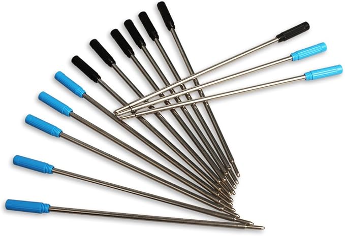 4.5” Replaceable Ballpoint Pen Refills, 30 Pack Smooth Writing Ballpoint Refills for Cross Style Pen (Black and Blue Ink Refills)
