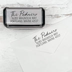 Self Inking Modern Address Stamps | Custom Return Address Stamper (Relaxed Script, Medium)