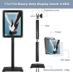 STANDNEE Heavy-duty Poster Stand Holder 11"x 17" Pedestal Floor Standing Sign Holder Vertical and Horizontal View Sign Display, Aluminum Snap Open Frame with Safety Corner, Black
