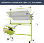 Rolling Whiteboard, 48x32 Inches Mobile Whiteboard on Wheels, Magnetic Dry Erase Board with Stand, Standing White Board for Office, School, Home, Large Double Sided White Board with Paper Pad