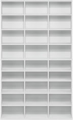 Furinno Jaya DVD Shelf, Wide 24-Shelf CD Rack, Media Shelf with Adjustable Shelves, Easy Assembly DVD Storage Cabinets for CD Blueray Game Disc, for Living Room, Home Office, Plain White