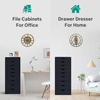 Naomi Home Bianca 9-Drawer Craft & Office Storage Cabinet, Black – Ultimate Rolling Organizer for Arts & Files, Ample Space in Compact Form, 15.7" D x 18.9" W x 39.3" H