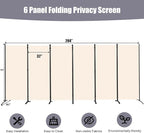 Room Divider 6FT Folding Privacy Screens, 6 Panel Partition Room Dividers w/Freestanding Design, Portable Wall Divider for Room Separtation, Fabric Screen Panel for Home Office Bedroom Dorm
