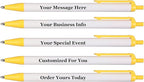 RevMark Personalized Ballpoint Pen, Custom Printed Name, Business or Event Information, Timeless Advertising, USA Made Pens, Promotional Marketing, Smooth Black Ink, Bulk Pack (Yellow,500 Ct)