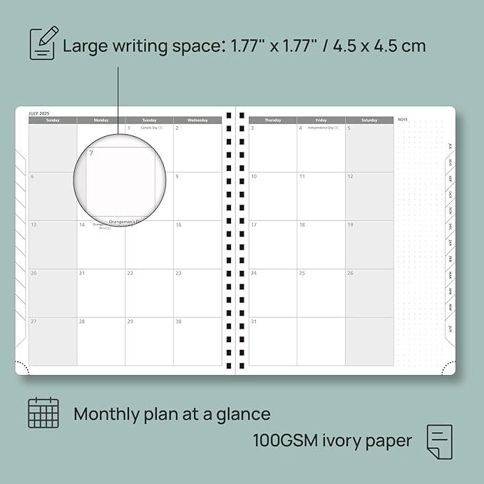 POPRUN Planner 2025-2026 (Large - 8.5'' x 10.5'') Academic Weekly Calendar (July 2025 - June 2026) with Hourly Time Slots, Monthly Tabs, 100GSM Thick Papers, Spiral Leather Cover - Burgundy Red