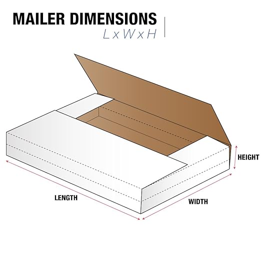 Tape Logic TLM12122BF Easy-Fold Mailers, 12 1/2" x 12 1/2" x 2", White (Pack of 50)