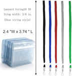 Name Tags Blue Lanyards/Badge Holder Pairs Woven Round Lanyard & Horizontal Sealable Waterproof Clear Plastic ID Card Lanyards with id Holder Name Badges (Blue, 50 Pack)