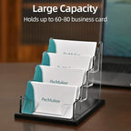 PecMuikee Business Card Holder for Desk，Acrylic Business Card Display Stand,Multiple Business Card Holders for Office, Exhibition, Home, Restaurant 4 Slot 1pcs Tier