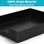 AZFUNN Letter-Size Tray Desk Letter Tray Paper Tray, Sturdy Heavy-Duty Plastic Printer Paper Tray, Single-Tier Stackable File Storage Organizer for Office Home (2, Black)