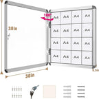 Mifuro 38"x38" Enclosed Bulletin Board, Lockable Weather-Resistant Aluminum Cork Noticeboard for School & Office, Silver Frame w/Grey Flet