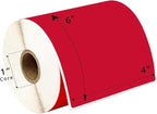 HOUSELABELS 4" x 6" Red Shipping Labels on 1" Core Compatible with Zebra and Rollo Printers, 8 Rolls / 250 Labels per Roll