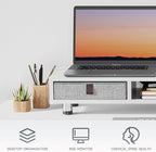 Fenge Dual Monitor Stand with 2 Drawers, 42.5 Inches Large Computer Riser for Desk, Adjustable Height Desk Shelf with Storage for Laptop, PC, TV, Printer