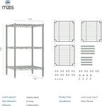 M MZG 750 lbs 3-Shelf Storage Shelves Wire Shelving Unit Standing Metal Rack for Small Places Narrow Wire Rack for Bathroom, Green 13.8 D x 13.8" W x 25.5" H