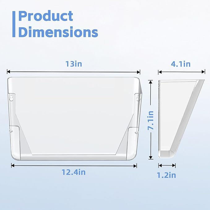 SUPEASY Clear Acrylic Single Pocket, Large Plastic Hanging Wall Mount File Holder Wall File Organizer for Mails, Document, Magazine, Letter Size for Office Home, 3 Pack