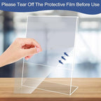 Wbtran Acrylic Sign Holder 8.5 x 11, 6 Pack Slanted Back Sign Holders for Display, Clear Tabletop Plastic Paper Sign Holder for Office, Home, Restaurant