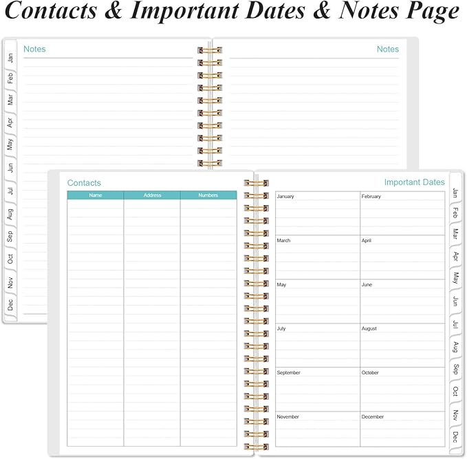 2026 Planner - Planner 2026 from January 2026 - December 2026, Weekly & Monthly Planner Spiral Bound with 12 Monthly Tabs, Inner Pocket, 6.4" x 8.5", Blue Flower