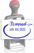 Heavy Duty Style Office Date Stamp with Scanned - Self Inking Dater - Style C - Blue Ink Color