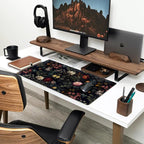 Black Vintage Desk Pad - Large Mouse Pad & Laptop Keyboard Mat - Non-Slip Base - 31.5 x 15.8 in - Gaming & Office Desk Decor