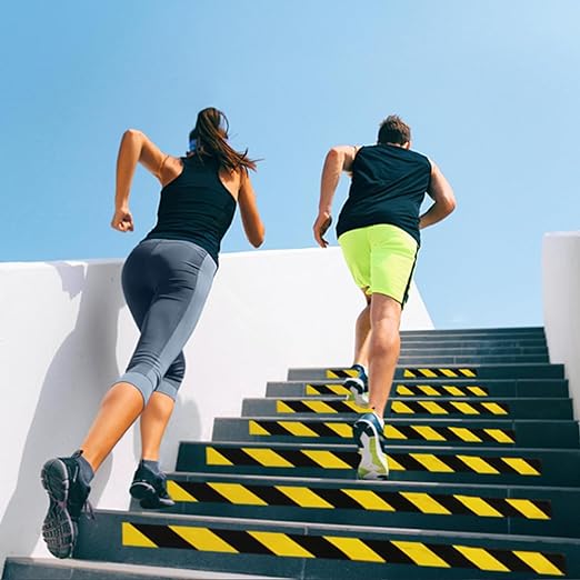 2 Inch x 660 FT Black & Yellow Floor Marking Tape, High-Visibility & Adhesive Hazard Tape for Caution & Aisle Marking, Caution Warning Safety Stripe Tape Roll for Walls Steps Pipes Equipment