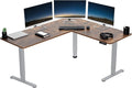 VIVO Electric Corner 63 x 55 inch L-Shaped Standing Desk, Memory Height Adjustment, Rustic Vintage Brown Top Gray Frame, DESK-E3CTGN
