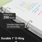 MUKAWA 1 Inch 3 Ring Binder, D-Ring Binder Holds 250 Sheets, PP Cover with Writable Spine Label, Lay-Flat Design, Letter Size 8.5x11, Lightweight for School, Office & Home Organization, 4 Pack, Black