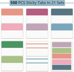 ELII 500 PCS Book Tabs 2 Inch Sticky Index Tabs, Colored Page Markers Repositionable Tags Reading Tabs Self Adhesive Tape Flags for Books, Binders, Notebook and File Folders