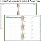 2026 Planner - Planner 2026 from January 2026 - December 2026, Weekly & Monthly Planners Spiral Bound with 12 Monthly Tabs, Inner Pocket, 6.4" x 8.5", Green