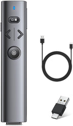 2 in 1 USB Type C Presentation Clicker with Green Pointer, Rechargeable Wireless Presenter for PowerPoint Presentation Pointer PPT Clicker, 2.4GHz Presenter Remote Slide Advancer for Computer MacBook