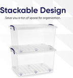 Superio Storage Bins with Lids, Clear Plastic Containers for Organizing, Stackable Totes, BPA Free, Odor Free, Organizer Boxes for Home, and Dorm (4 Pack, 44 Quart)
