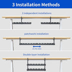 SRJZMLY 31Inch Extendable Under Desk Cable Management Tray Multi-Model Metal Cable Management Tray Under Desk Cord Management with Clamp Power Strip Cord Holder for Wire Cable Management, Black