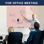 TSJ OFFICE Glass Dry-Erase Board - 48 x 32 Inches Wall Mounted Glass Whiteboard, Large Frameless Magnetic White Board for Office, Home & School, Pink