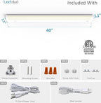 Leetdud LED Under Cabinet Lighting Hardwired or Plug in, 40 Inch 20W, Dimmable 5 Color 2700K/3000K/3500K/4000K/5000K, Linkable Eyes Care Design Counter Lights for Kitchen, Sink, ETL Listed, White